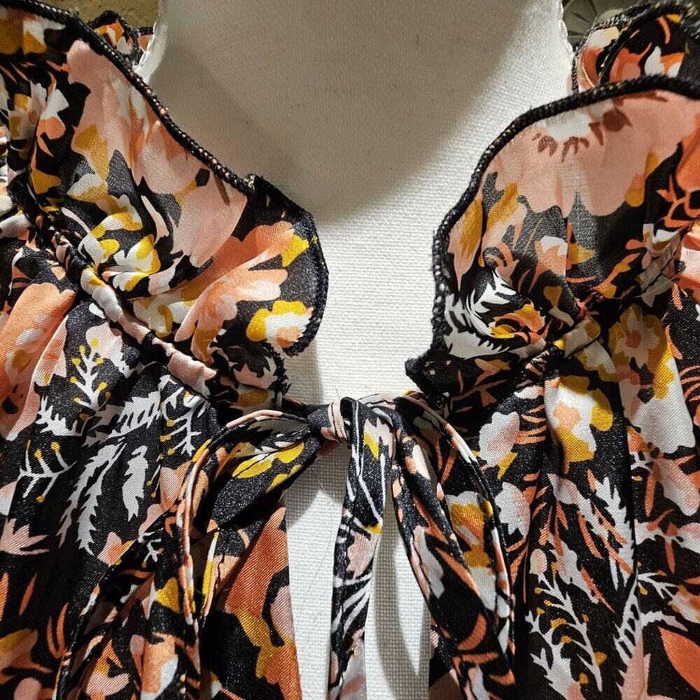 Melloday M Tiered Floral Boho Mini Dress Garden Western Baby Doll Romantic Retro - Picture 4 of 7